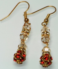 Siam Red Swarovski Crystal Filigree Ball Earrings